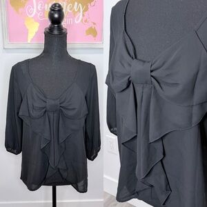 Humble Chic Bow Sheer Black Blouse
